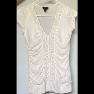 Cream/white ruffled cotton top
